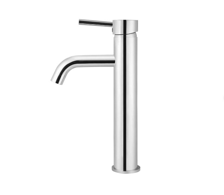 Meir Round Tall Basin Mixer Curved - Polished Chrome