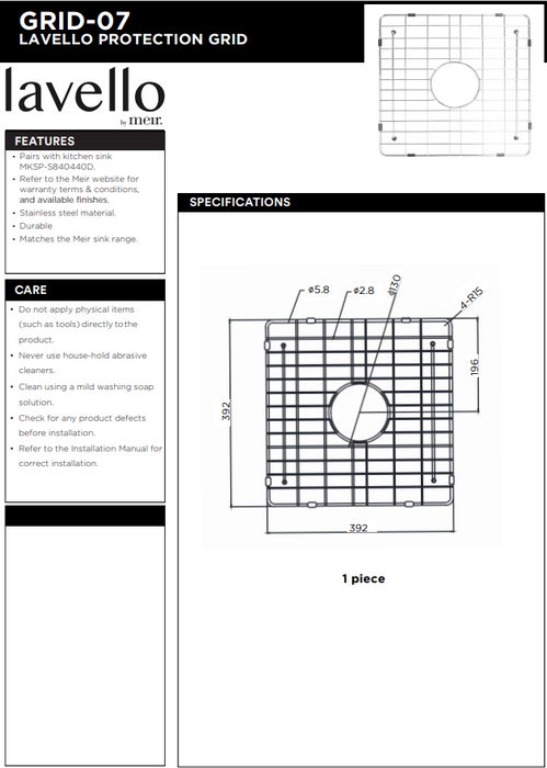 Meir Lavello Protection Grid for MKSP-S840440D - Brushed Bronze Gold