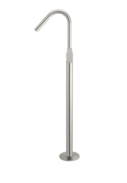 Meir Round Paddle Freestanding Bath Spout and Hand Shower Brushed Nickel