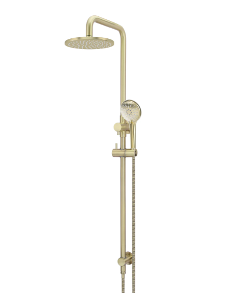 Meir Round Combination Shower Rail, 200mm Rose, Single Function Hand Shower - Tiger Bronze