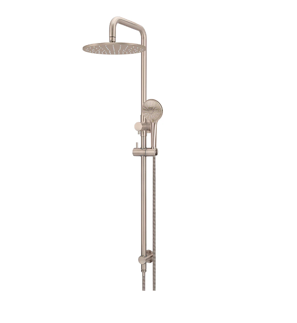 Meir Round Combination Shower Rail, 300mm Rose, Single Function Hand Shower - Champagne