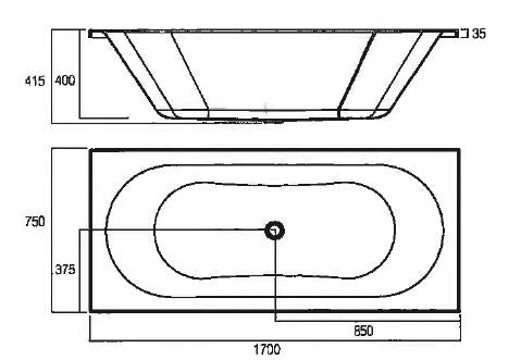 Oceano Metro Island Inset Bath - Gloss 1700
