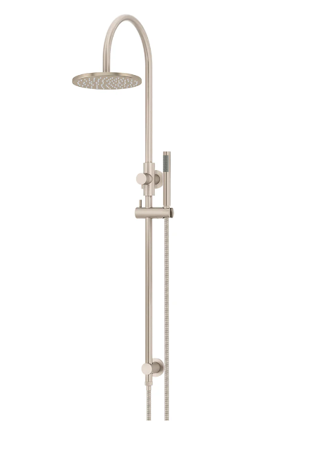Meir Round Gooseneck Shower Set with 200mm rose, Single-Function Hand Shower Champagne