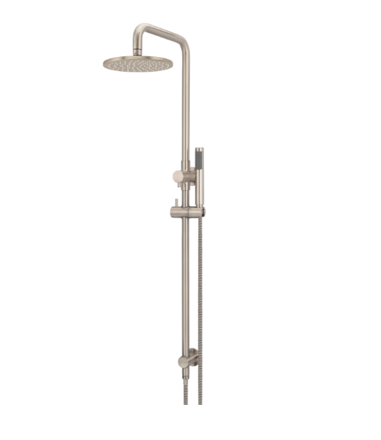 Meir Round Combination Shower Rail, 200mm Rose, Single Function Hand Shower Champagne