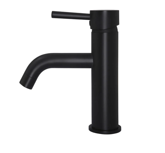 Meir Round Basin Mixer Curved - Matte Black