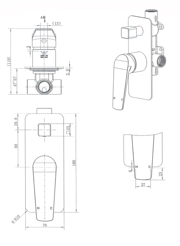 Modern National Cascade Shower Diverter Mixer