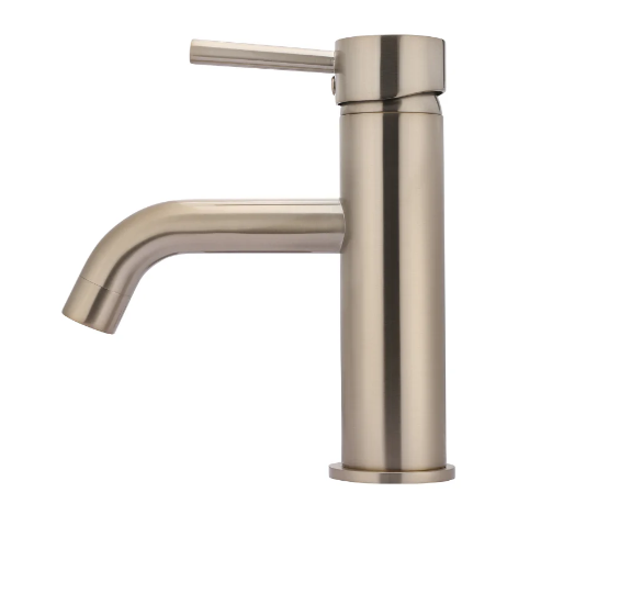 Meir Round Basin Mixer Curved Champagne