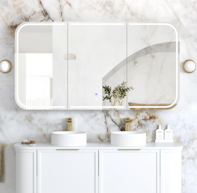 LED Newport 1500(W)x750(H) White Shaving Cabinet - Premium Edition