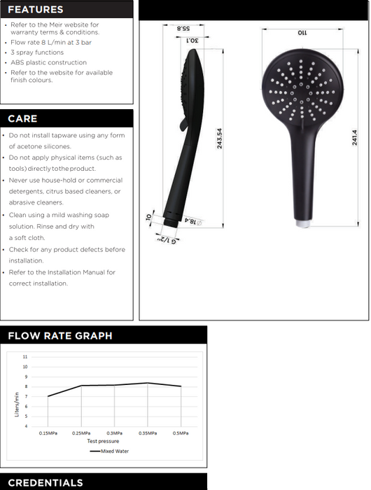 Meir Round Hand Shower Three-Function