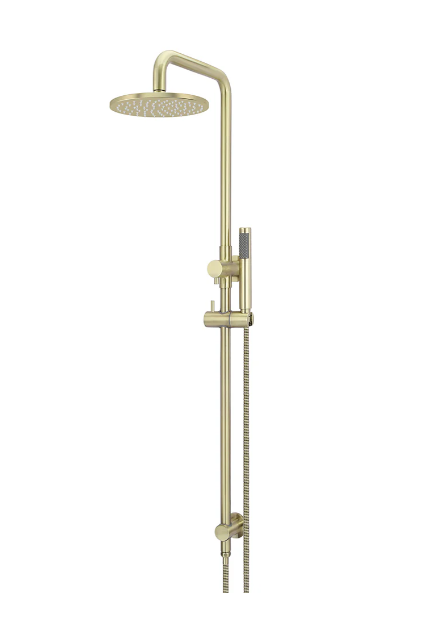 Meir Round Combination Shower Rail, 200mm Rose, Single Function Hand Shower Tiger Bronze