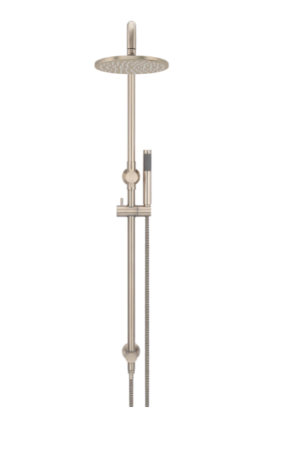 Meir Round Combination Shower Rail, 200mm Rose, Single Function Hand Shower Champagne