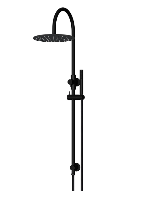 Meir Round Gooseneck Shower Set with 300mm rose, Single-Function Hand Shower Matte Black