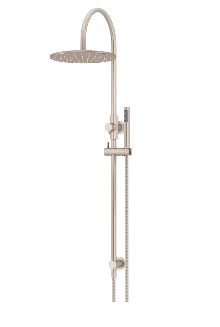 Meir Round Gooseneck Shower Set with 300mm rose, Single-Function Hand Shower Champagne