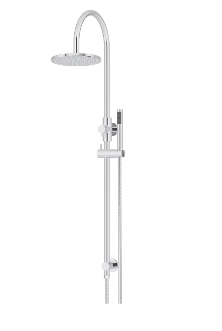 Meir Round Gooseneck Shower Set with 200mm rose, Single-Function Hand Shower Chrome