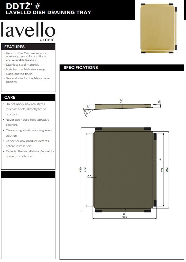 Meir Lavello Dish Draining Tray - Brushed Nickel