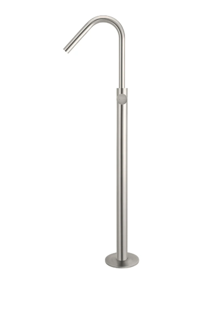 Meir Round Pinless Freestanding Bath Spout and Hand Shower Brushed Nickel