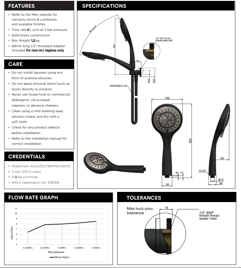 Meir Round three function hand shower on bracket- Champagne