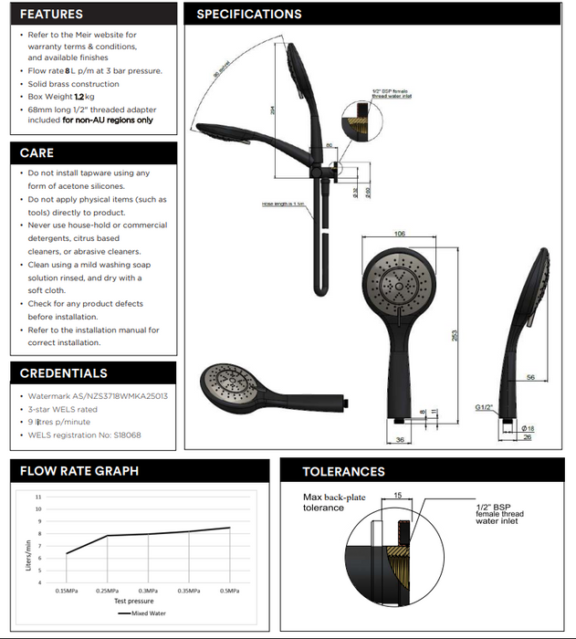 Meir Round three function hand shower on bracket- Champagne
