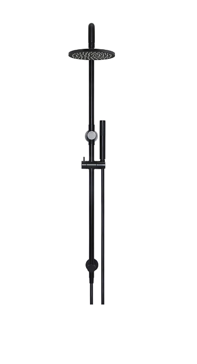Meir Round Combination Shower Rail, 200mm Rose, Single Function Hand Shower Matte Black