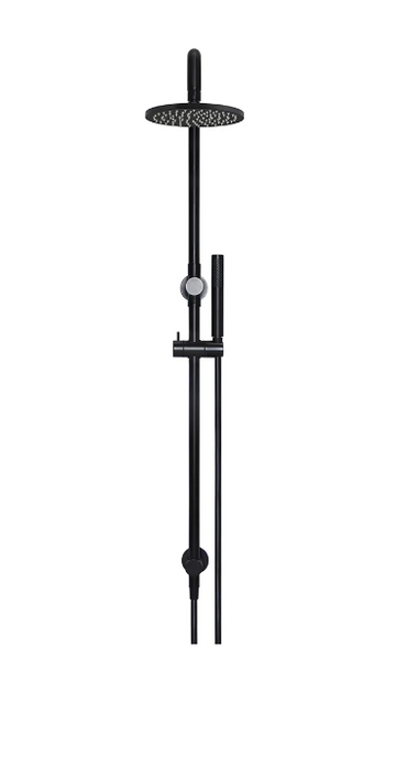 Meir Round Combination Shower Rail, 200mm Rose, Single Function Hand Shower Matte Black