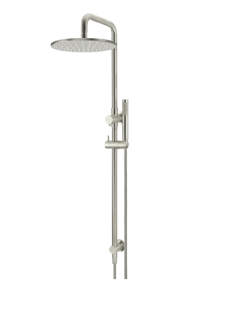 Meir Round Combination Shower Rail, 300mm Rose, Single Function Hand Shower Brushed Nickel