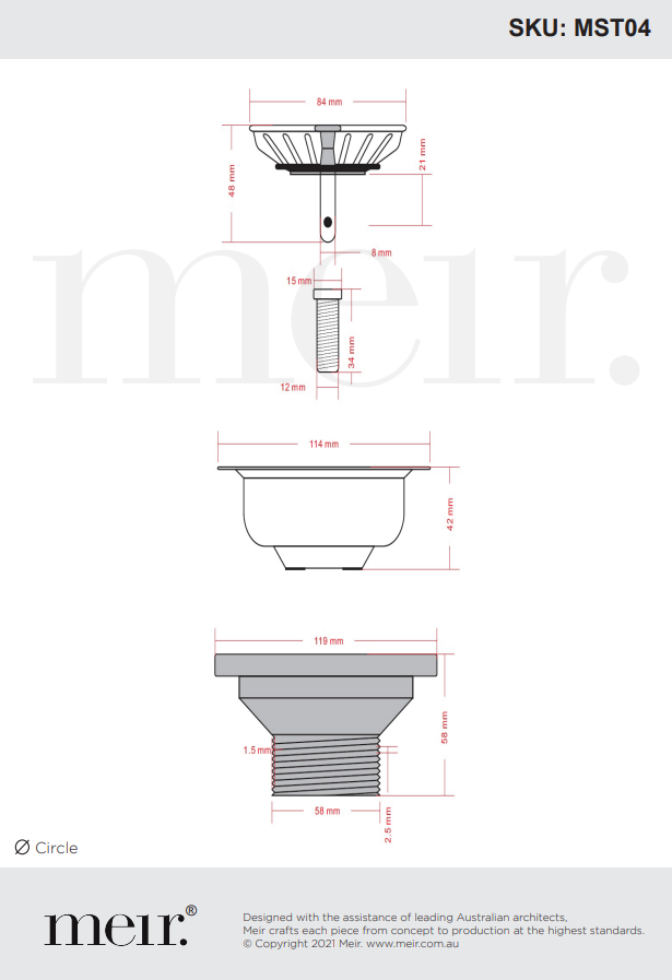 Meir Sink Strainer and Waste Plug Basket with Stopper - PVD Brushed Nickel Finish