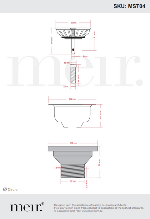 Meir Sink Strainer and Waste Plug Basket with Stopper - PVD Brushed Nickel Finish