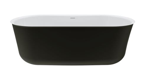 Windsor 1700 Freestanding Acrylic Bath, Matte Black with Overflow