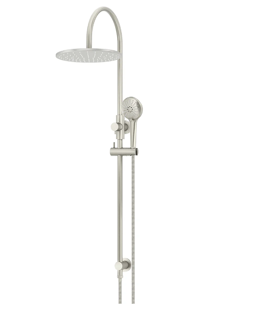 Meir Round Gooseneck Shower Set with 300mm rose, Three-Function Hand Shower Brushed Nickel
