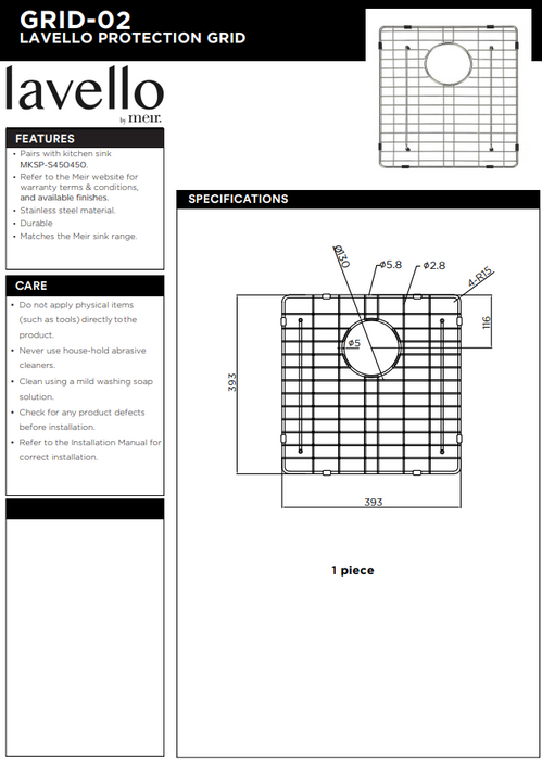 Lavello Protection Grid for MKSP-S450450 - Brushed Bronze Gold