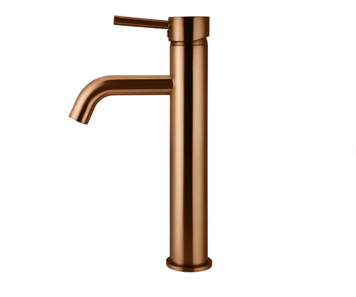 Meir Round Tall Basin Mixer Curved - Lustre Bronze