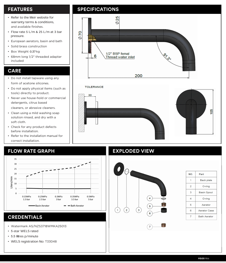 Meir Universal Round Curved Spout Gun Metal