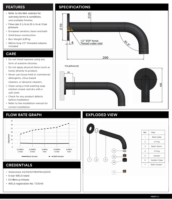 Meir Universal Round Curved Spout Gun Metal