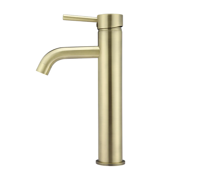 Meir Round Tall Basin Mixer Curved - Tiger Bronze
