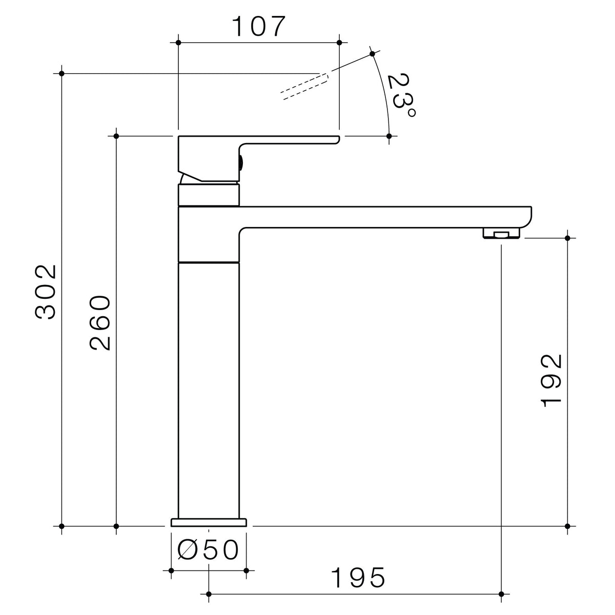 Caroma Luna® Sink Mixer - Chrome - Lead Free specification drawing