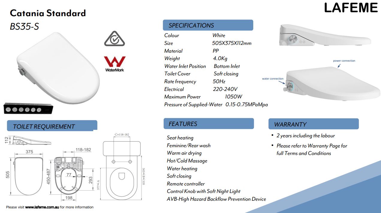 Lafeme Catania Standard Bidet Seat