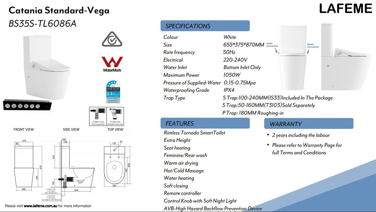 Lafeme Catania Standard Vega Bidet Suite