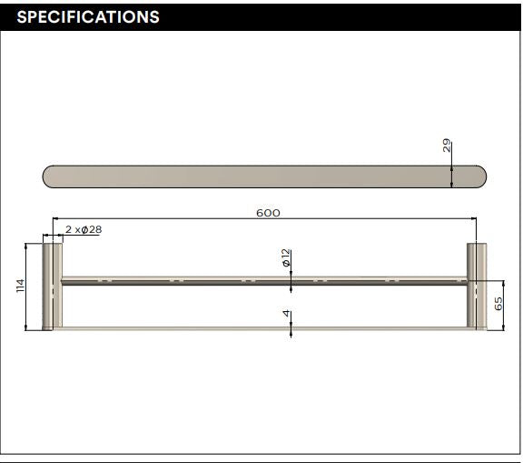 Meir Curvae Double Towel Rail 600mm