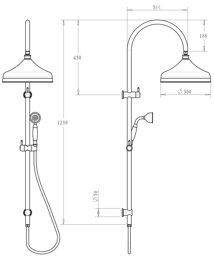 Bella Vista Mica Heritage Dual Shower Rail Chrome