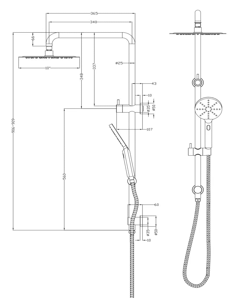 Bella Vista Mica Dual Shower Rail Living Brass
