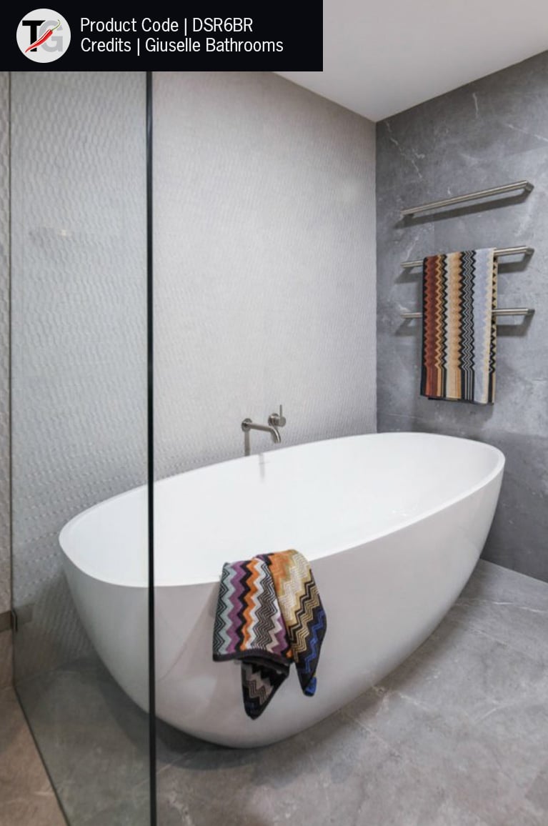 Thermogroup Thermorail 12V Round Single Bar Heated Towel Rail Brushed Stainless Steel