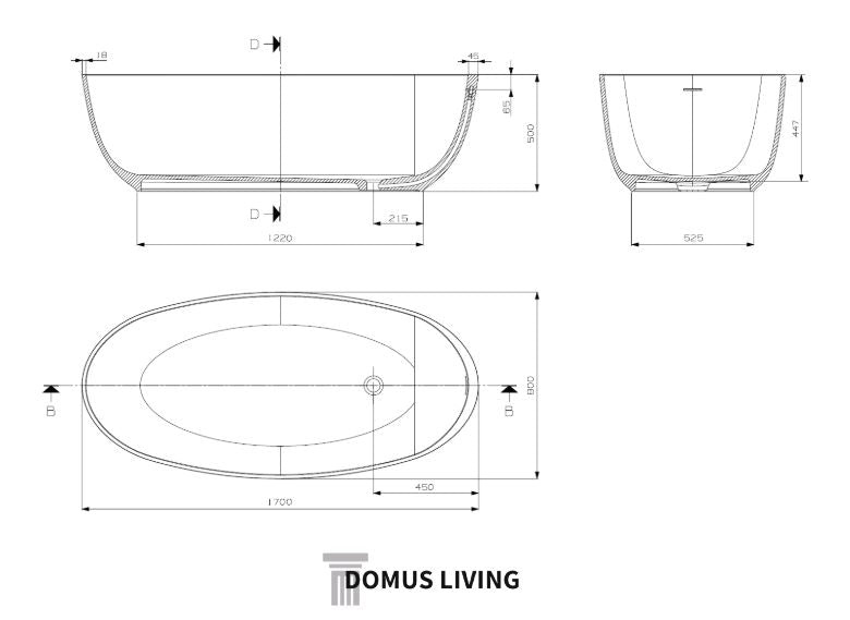 Domus Living Diana 1700 Freestanding Bath