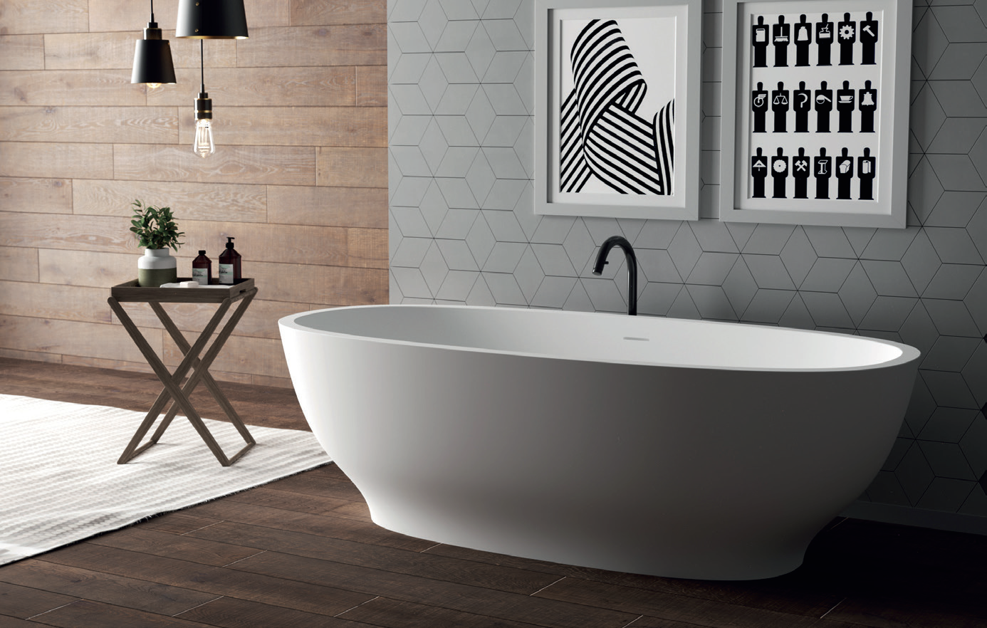 Lemonia Freestanding Solid Surface Bath
