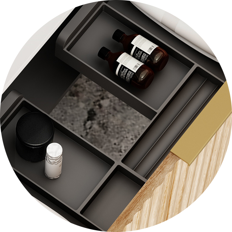 V-Groove Walnut Oak Curved Wall Hung Vanity