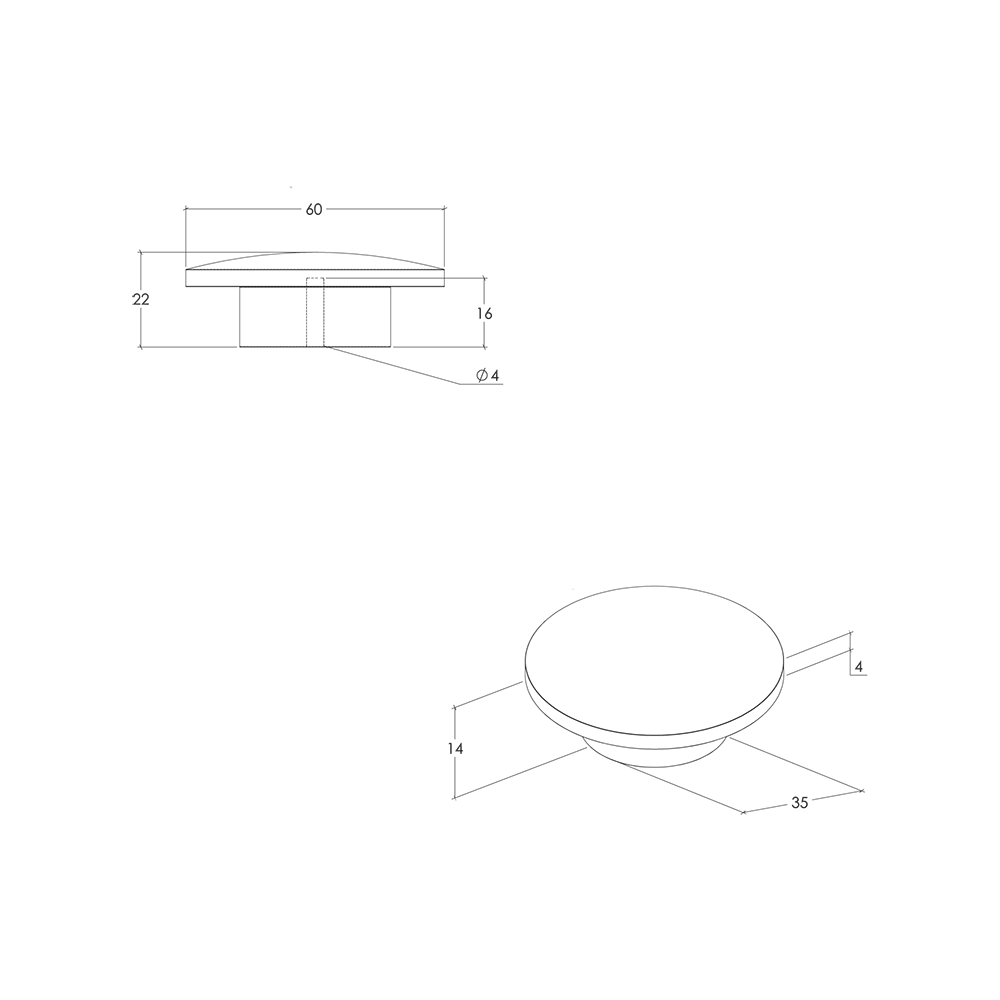 Momo Echo Timber Knob - Line Drawing
