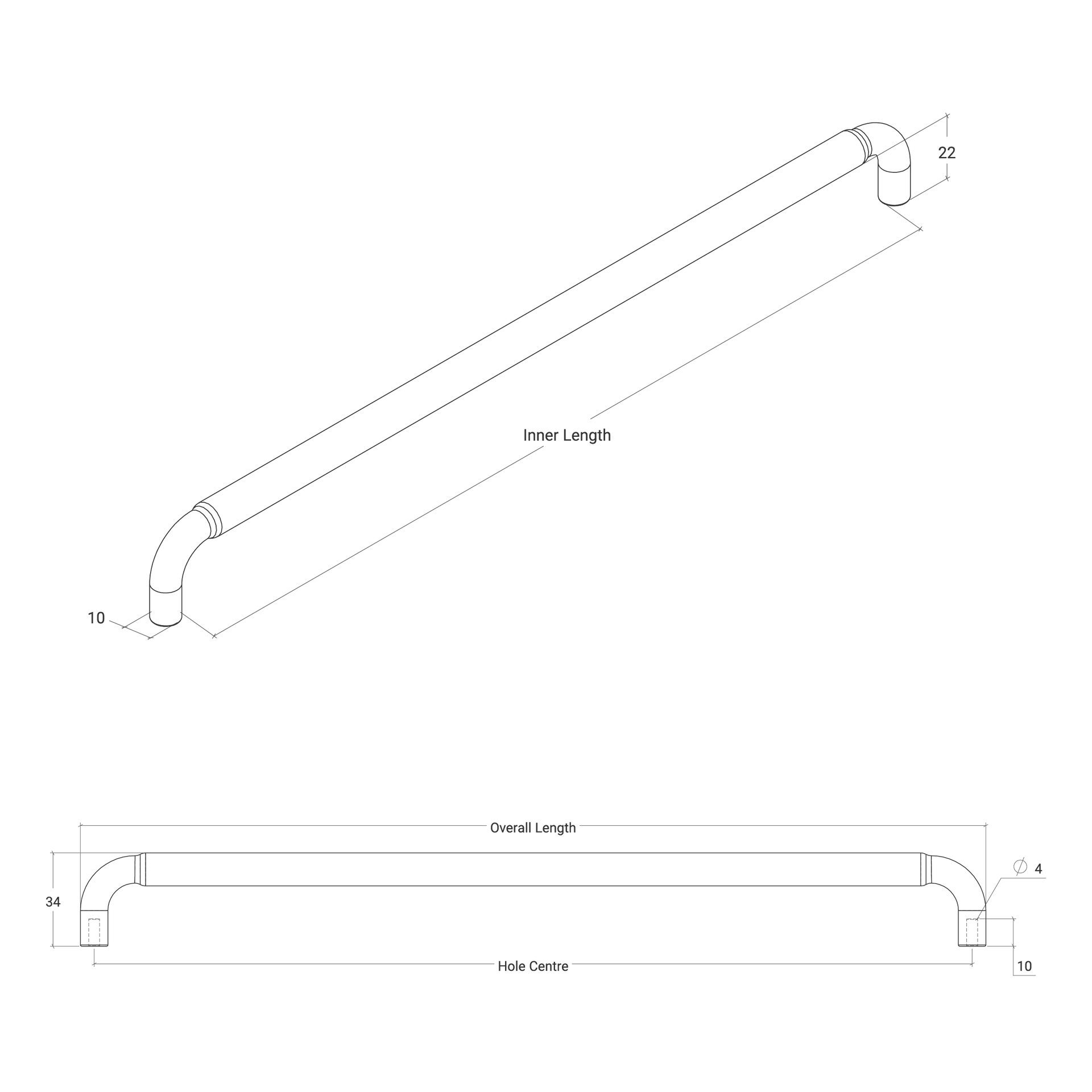 Momo Handles Elba D Handle 160mm in Brushed Satin Brass