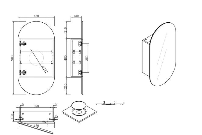Elli Pill 450mm Shaving Cabinet