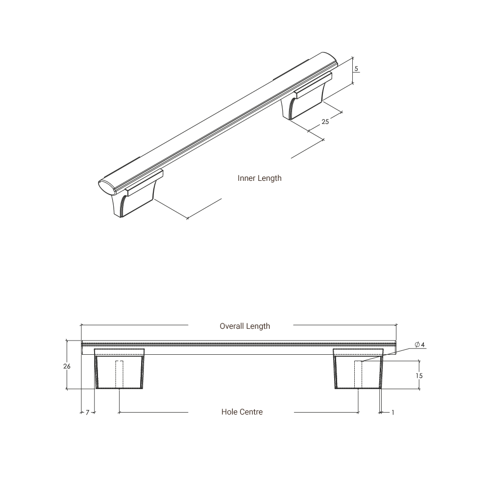 Momo Emma D Handle - Line Drawing