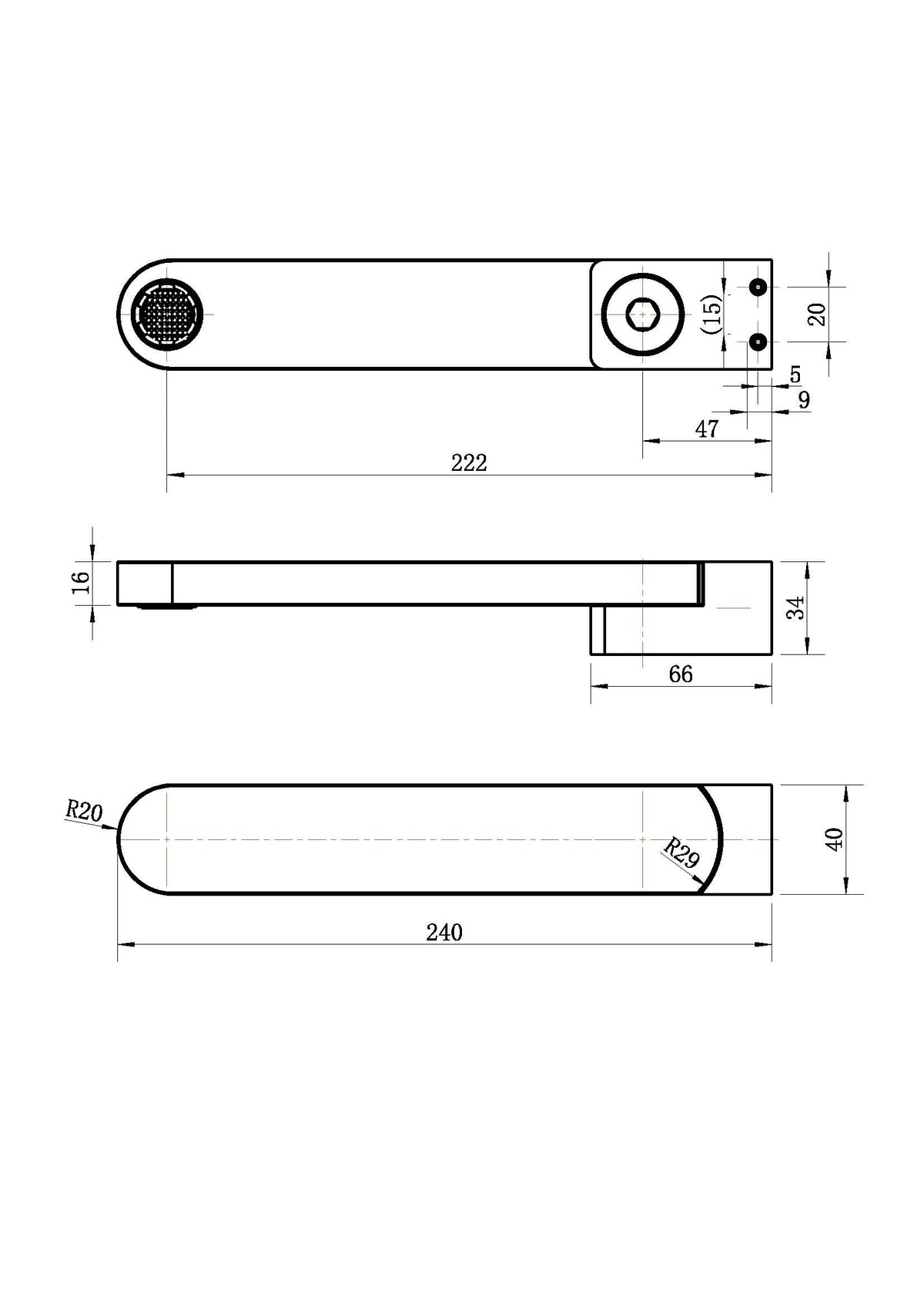 Nova Swivel Bath Spout - Line Drawing