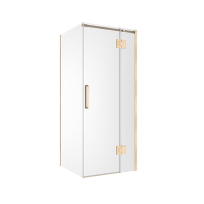 Euro Frameless Hinged Shower Screen 1170 x 870 Front & Return Brushed Brass